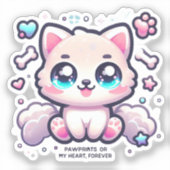 かわいいペットビニールの足跡を私のハートに永遠に シール (正面)