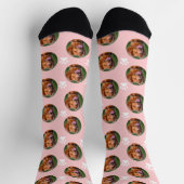 かわいいペットフォトコラージュ淡いピンクの靴下 ソックス (上部)