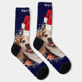 かわいいペットフォトサンタハットブルークリスマス ソックス (右)