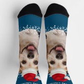かわいいペットフォトサンタハットブルークリスマス ソックス (上部)