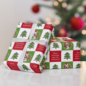 かわいいペットフォトサンタハットレッドグリーン ラッピングペーパー