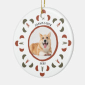 かわいいペットフォトチリレッドモスグリーン セラミックオーナメント (左)