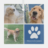 かわいいペットフォトパーソナライズされた犬のオーナークリスマス ガラスオーナメント (正面)