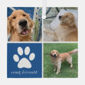 かわいいペットフォトパーソナライズされた犬のオーナークリスマス ガラスオーナメント (裏面)