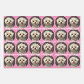 かわいいペットフォトピンクハッピーバースデー ラッピングペーパーシート (正面)