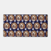 かわいいペットフォトポープリントネイビーゲーム デスクマット (正面)