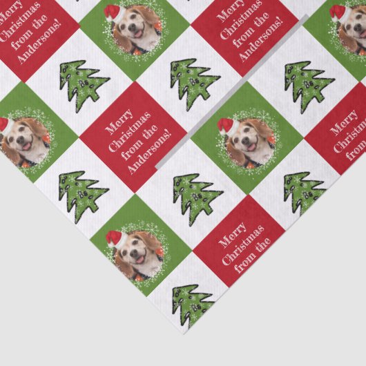 かわいいペットフォトレッドグリーンクリスマスツリーあなたの名前 薄葉紙 (詳細)