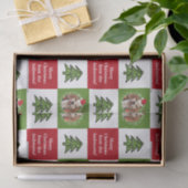 かわいいペットフォトレッドグリーンクリスマスツリーあなたの名前 薄葉紙 (ギフト)