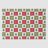 かわいいペットフォトレッドグリーンクリスマスツリーあなたの名前 薄葉紙 (正面)