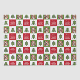 かわいいペットフォトレッドグリーンクリスマスツリーあなたの名前 薄葉紙