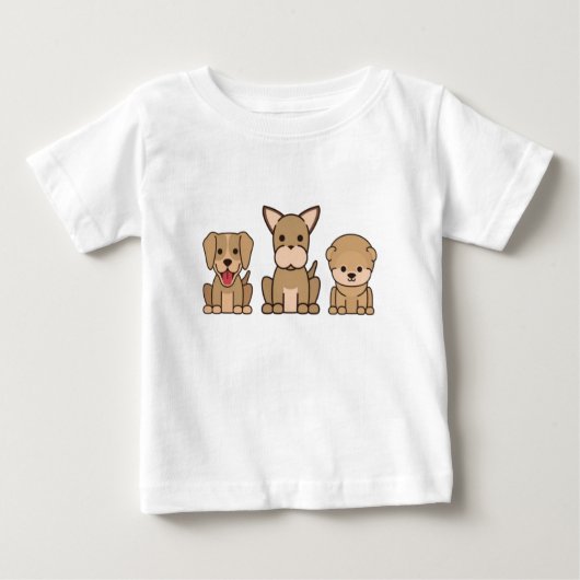 かわいいペットプリントホワイトベビーキッズTシャツ3 ベビーTシャツ (正面)