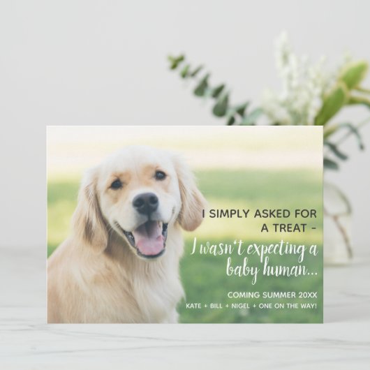 かわいいペットベビー人間の妊娠の発表 案内状 (スタンド正面)