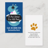 かわいいペットホールディングシッターのプラカード 名刺 (正面/裏面)