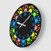 かわいいペットポーズレインボーカラーズ動物愛好家 ラージ壁時計 (傾斜)