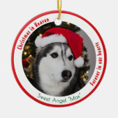 かわいいペットメモリアルクリスマスプレゼント 2 匹の犬の写真 セラミックオーナメント (正面)