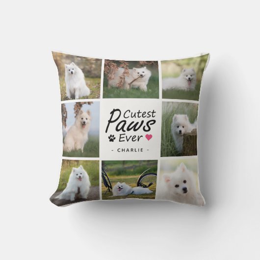かわいいペットモダン犬の写真コラージュ クッション (正面)