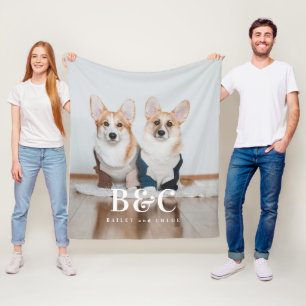 かわいいペットモノグラム名フリースフォトブランケット フリースブランケット