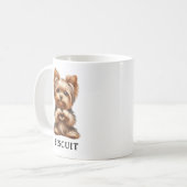 かわいいペットヨークシャーテリア手でハートを作る コーヒーマグカップ (正面左)