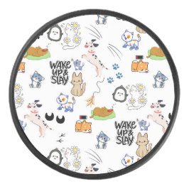 かわいいペットラバーのかわいいシームレスパターン アイスホッケーパック