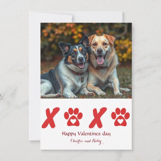 かわいいペットラバーのバレンタインデーカード シーズンカード (正面)