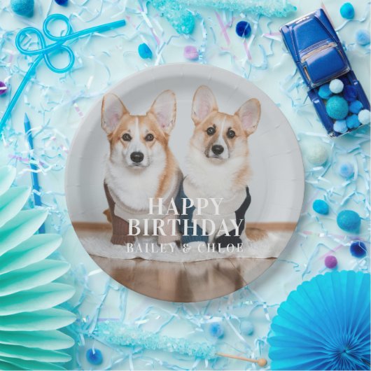 かわいいペット写真ハッピーバースデーパーティー ペーパープレート (パーティー)