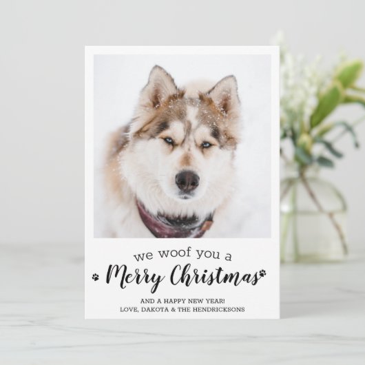 かわいいペット写真2025カレンダー犬メリークリスマス シーズンカード (スタンド正面)