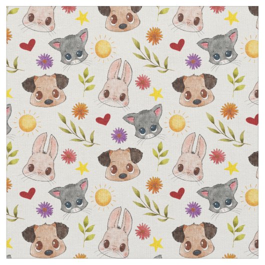 かわいいペット動物の織物 ファブリック (クローズアップ)