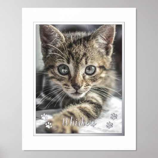 かわいいペット好パーソナライズされたきの猫写真 箔ポスター (正面)