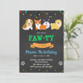 かわいいペット子犬の誕生日招待状 招待状 (スタンド正面)