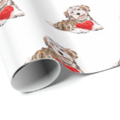 かわいいペット犬とハートギフト包装紙 ラッピングペーパー (ロールコーナー)