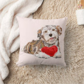 かわいいペット犬とハートプレゼント装飾用クッション クッション (ブランケット)