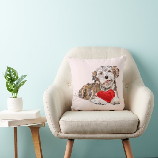 かわいいペット犬とハートプレゼント装飾用クッション クッション