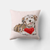 かわいいペット犬とハートプレゼント装飾用クッション クッション (裏面)
