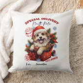 かわいいペット犬のクリスマス・スロー・ピロー クッション (ブランケット)