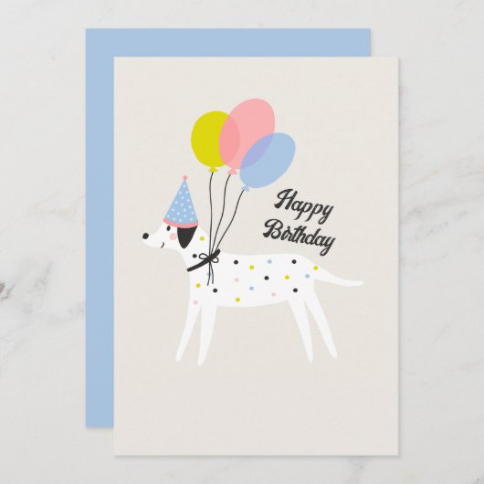 かわいいペット犬のパーティーパステルカラーハッピーバースデー シーズンカード (正面/裏面)