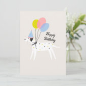 かわいいペット犬のパーティーパステルカラーハッピーバースデー シーズンカード (スタンド正面)