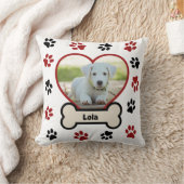 かわいいペット犬の写真ハート赤と黒の前足のパターン クッション (ブランケット)