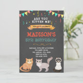 かわいいペット猫の誕生日招待状 招待状 (スタンド正面)
