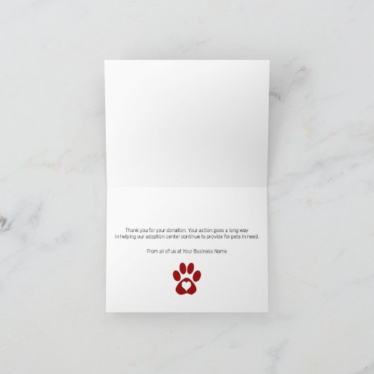 かわいいペット養子縁組お礼カード サンキューカード (内部)