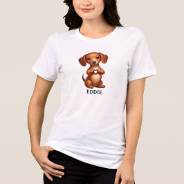 かわいいペット ダックスフント 肉球でハートを作る トライブレンドTシャツ