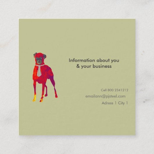 かわいいペット。 動物は猫ペットサロンのスパの後をつけます スクエア名刺 (裏面)