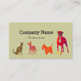 かわいいペット。 動物は猫ペットサロンのスパの後をつけます スクエア名刺