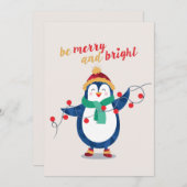 かわいいペメリーンギンのクリスマスで輝く シーズンカード (正面/裏面)