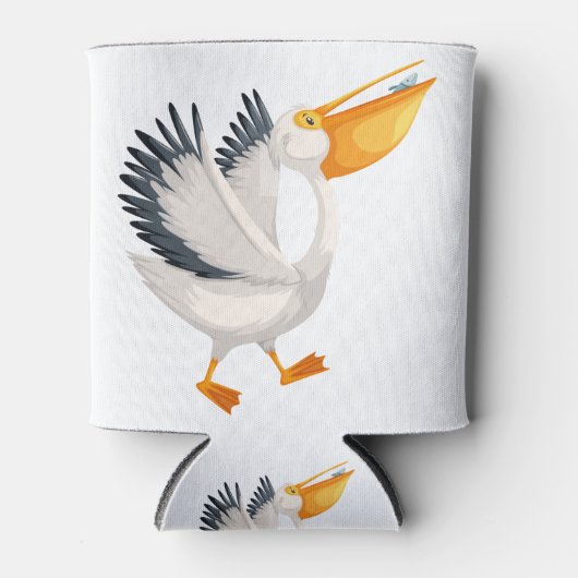 かわいいペリカンの漫画 缶クーラー (正面)