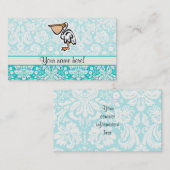 かわいいペリカン; ティール(緑がかった色) 名刺 (正面/裏面)