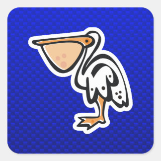 かわいいペリカン;青 スクエアシール