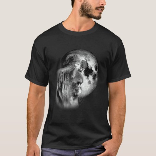 かわいいペルシャ猫と月の猫 Tシャツ (正面)
