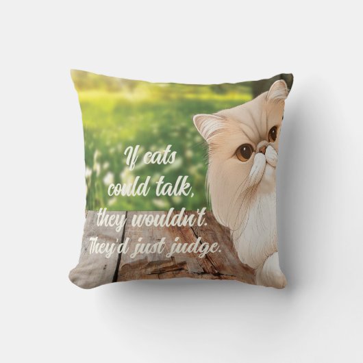 かわいいペルシャ猫のぞきのまわりに クッション (正面)