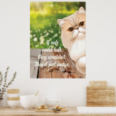 かわいいペルシャ猫のぞきのまわりに ポスター (キッチン)