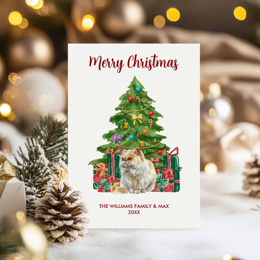 かわいいペルシャ猫のホリデーカード シーズンカード